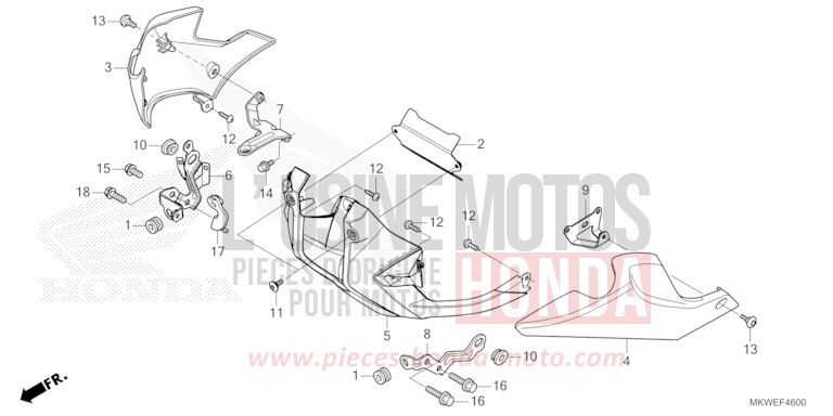 PANNEAU INFERIEUR (NC750XA) de NC750X "Méca" MAT PEARL GLARE WHITE (NHB54) 2025